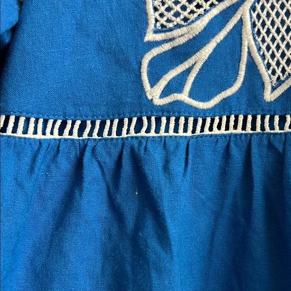 NWT Johnny Was Barbara Mini Dress Size Medium Royal Blue with White Embroidery - Picture 6 of 17